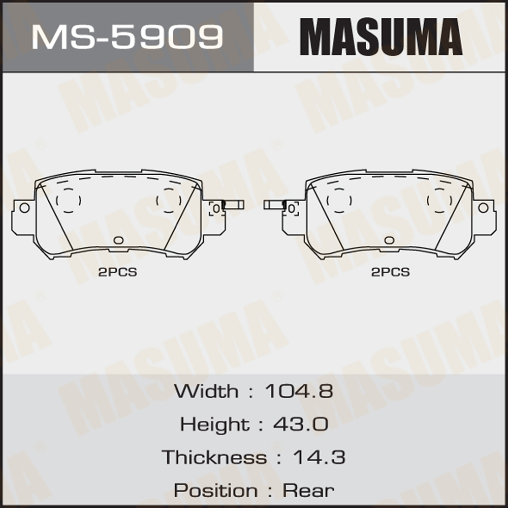 Brake Pads Set for Mazda MS-5909N MASUMA Auto Car Quick Stop J10 K0Y1-26-48Z K0Y12648ZA