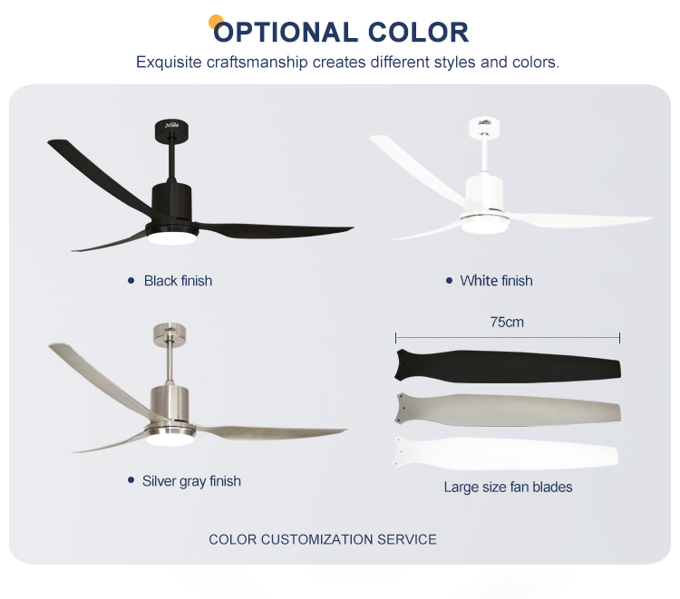 Modern Design 3 Blades 5 Speeds and Remote Control Ceiling Fan with LED Light by 1stshine