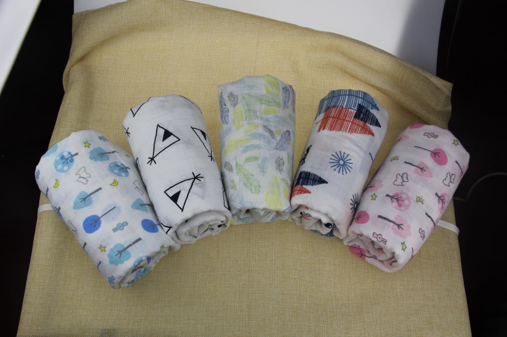 Infant Organic Cotton Swaddle Blankets Super Soft Water Absorbent Safe Healthy