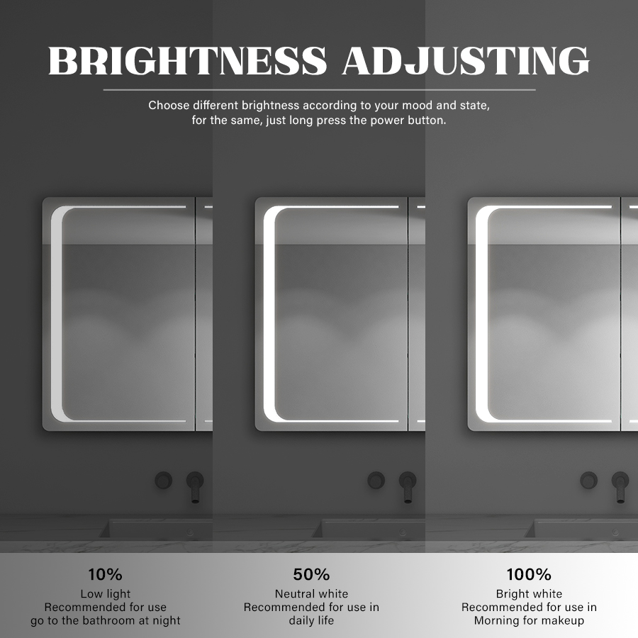 Customized Led Medicine Cabinet With Defogger Convenient Illuminated Medicine Cabinet