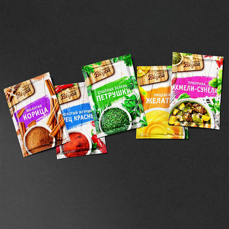 Print Logo Foil Lined Plastic Zipper Pouch With Window Spice Packaging For Spices