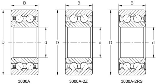 KOYO Double row angular contact bearing 3007-2RS