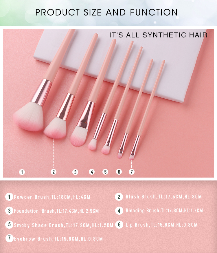 Brochas Maquillaje Eyeshadow Cosmetic Brushes 7pcs Nylon Wooden Handle