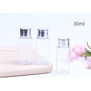China Clear Plastic Cosmetic Containers , Square Plastic Bottles With Aluminum Lids on sale