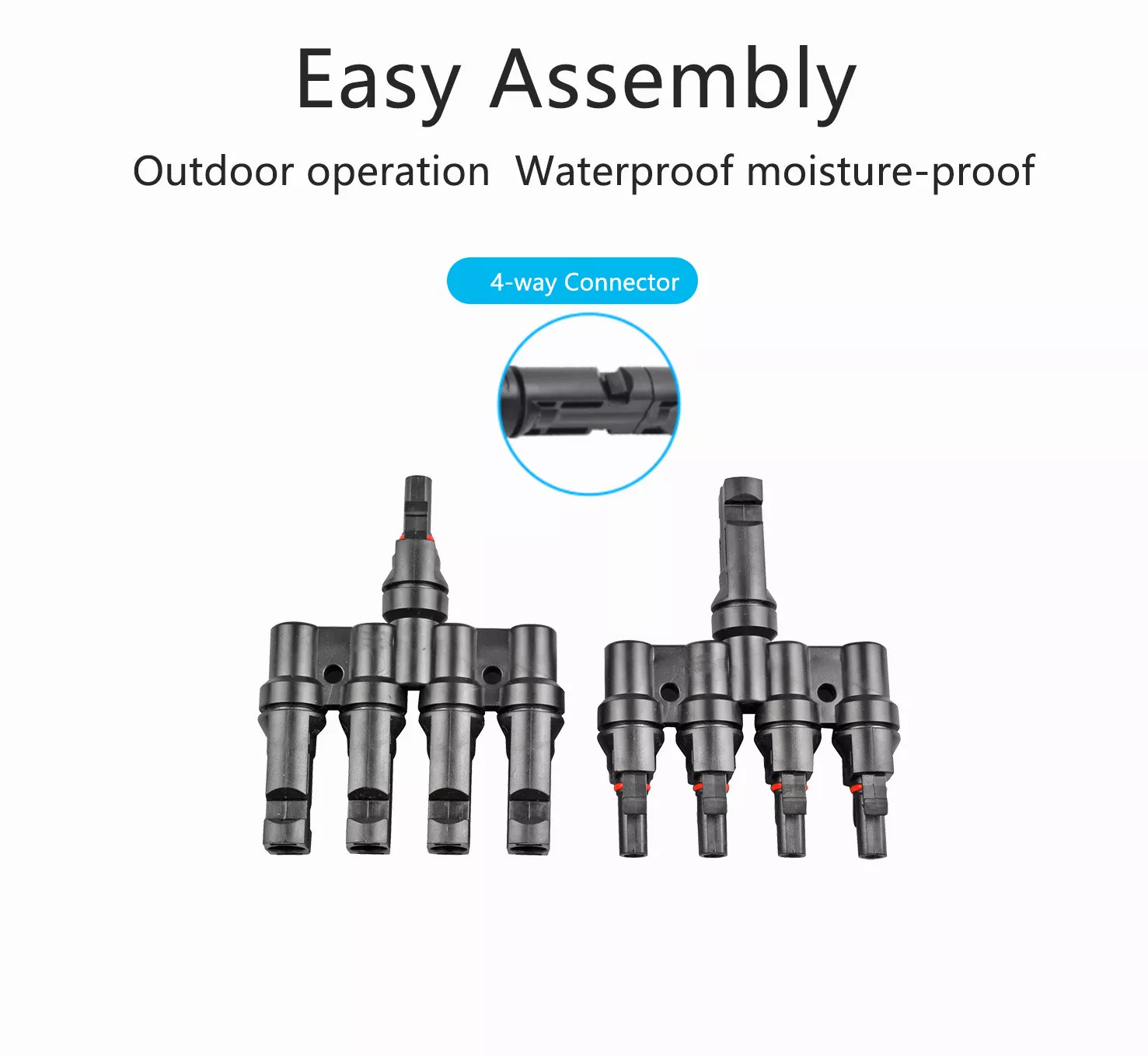 IP68 Moistureproof MC4 T Branch Connector , Multiscene Solar Panel DC Connector