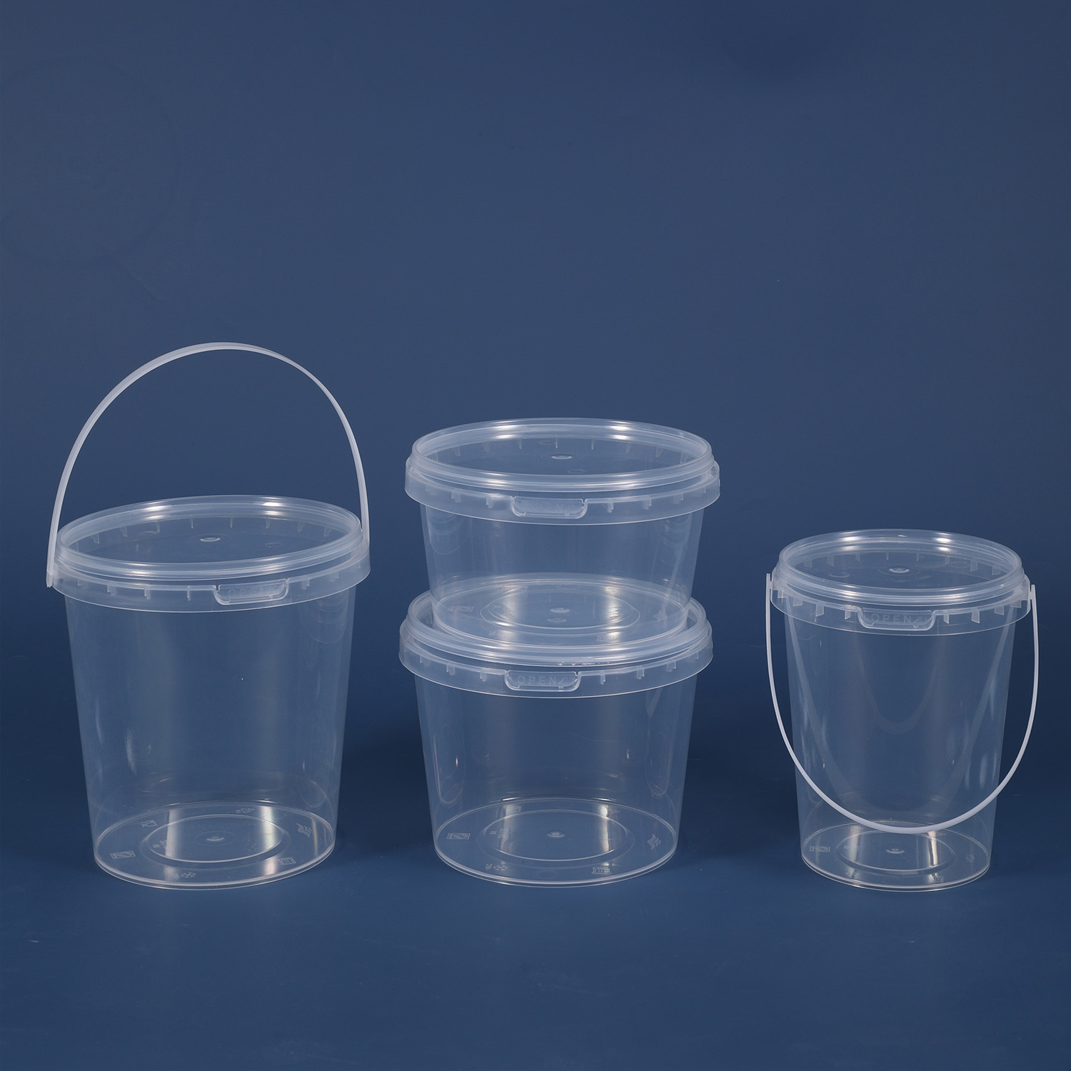 450ml-900ml Transparent Plastic Food Storage Buckets With Lids Fruit Bucket