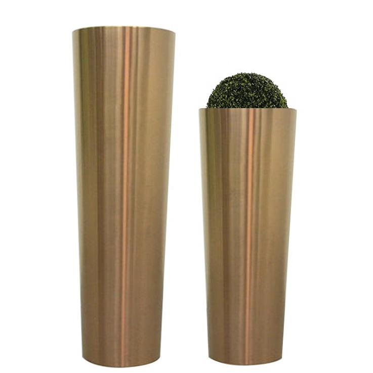 Metal hammered design planter pot hammered metal flower planter