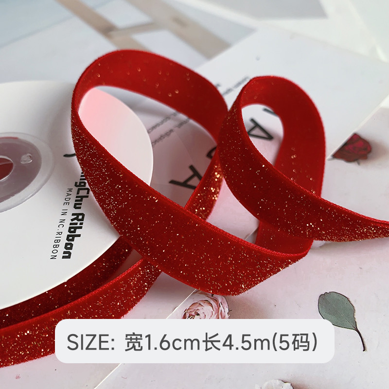 Shinny Glitter Velvet Ribbon 6mm-38mm Deep Red Velvet Ribbon Soft