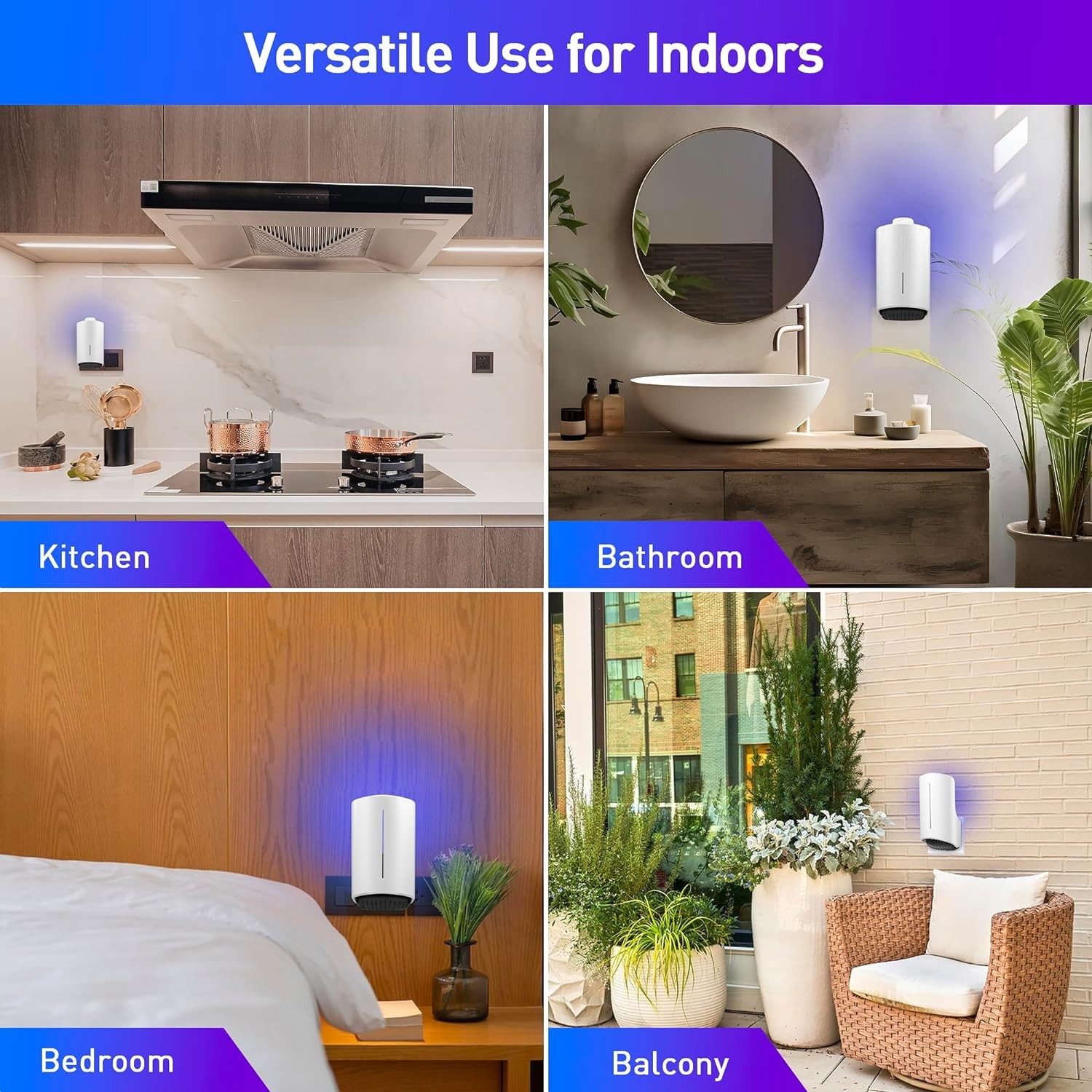 JZ Indoor Bedroom Electric Wall Hanging Fly Catcher Pest Control Purple UV Light Sticky Anti Mosquito Lamp Glue Trapper