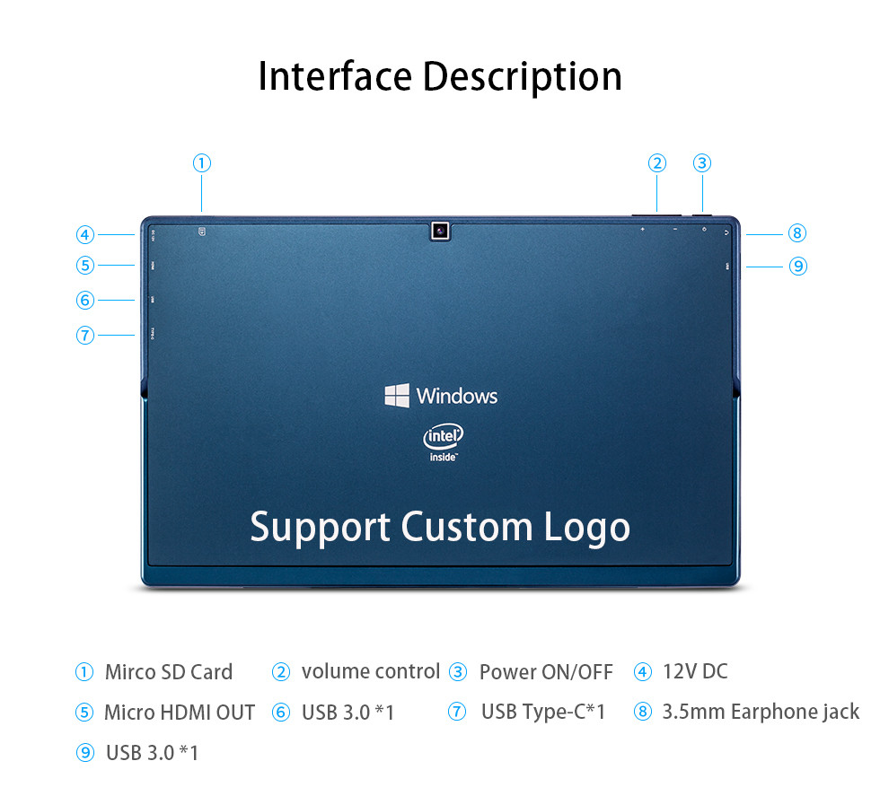 OEM 2 In 1 Laptop Tablet , Touchscreen Laptop Notebook 12.3" 12.6" 13.3"
