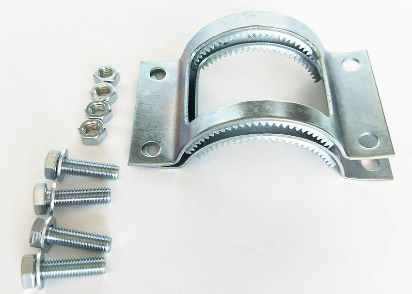 Galvanized Steel Heavy Duty Tube Clamps Coupling Grip Collar With Toothed Belt