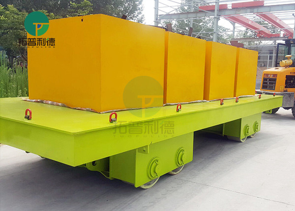 120T Forklift Towing Rubber Wheel Unpowered Steerable Transfer Trolley For Workshop Handling