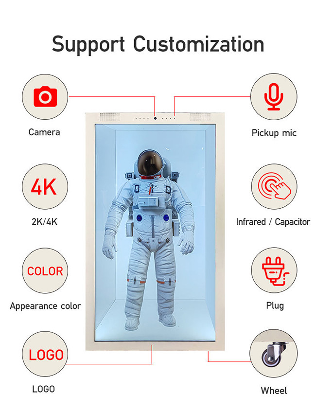 Whit 4K Transparent LCD Showcase For Product Display And Interactive Branding