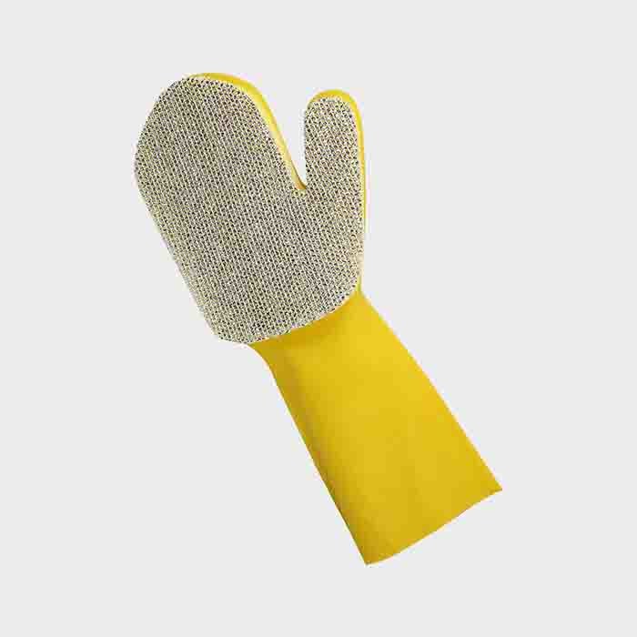 Silver Brush Cloth Sponge Cleaning Gloves , Sponge Gloves For Dishes