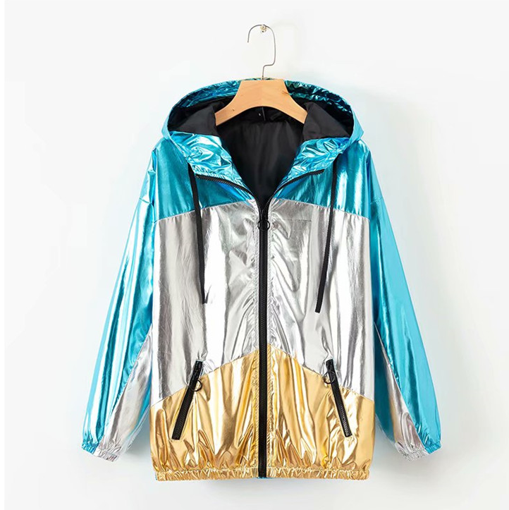 Fashion Mens Reflective Jacket / Womens Metallic Coat Plating Coating
