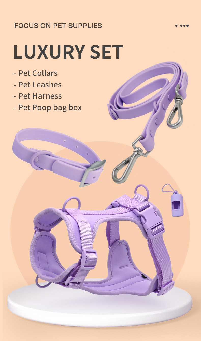 Neoprene Leash Collar Combo Adjustable Soft PVC Red Collar And Leash