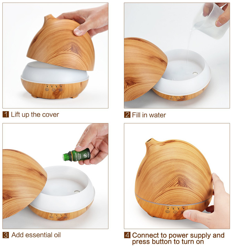 400ml Ultrasonic Wood Grain Aromatherapy Diffuser For Living Room