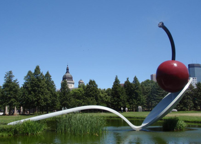 Large Painted Spoon Sculpture Stainless Steel Water Feature Unique Design