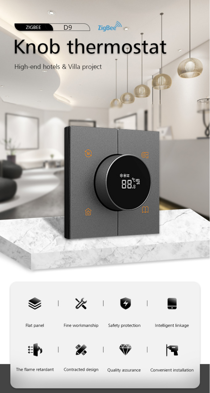 Wireless Tuya Thermostat Zigbee Aluminum Aloy Panel 86mm*86mm