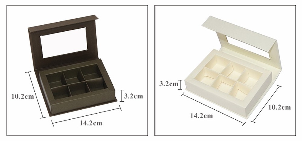 6 Grids Book Shape Window Chocolate Boxes , Window Chocolate Boxes Magnetic Flap