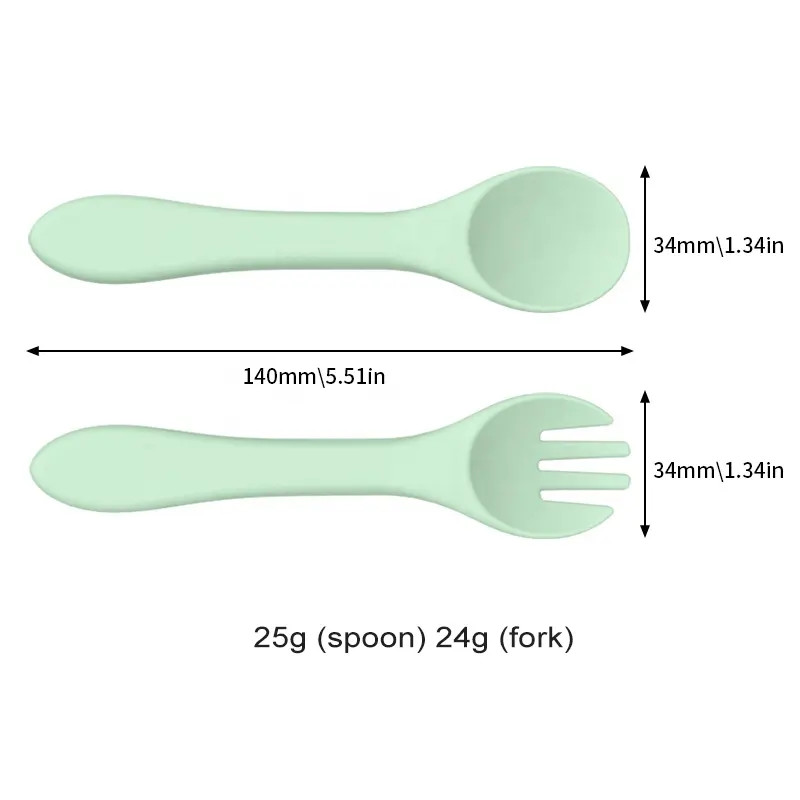 Baby Nontoxic Silicone Kitchen Product Fork And Spoon Practical