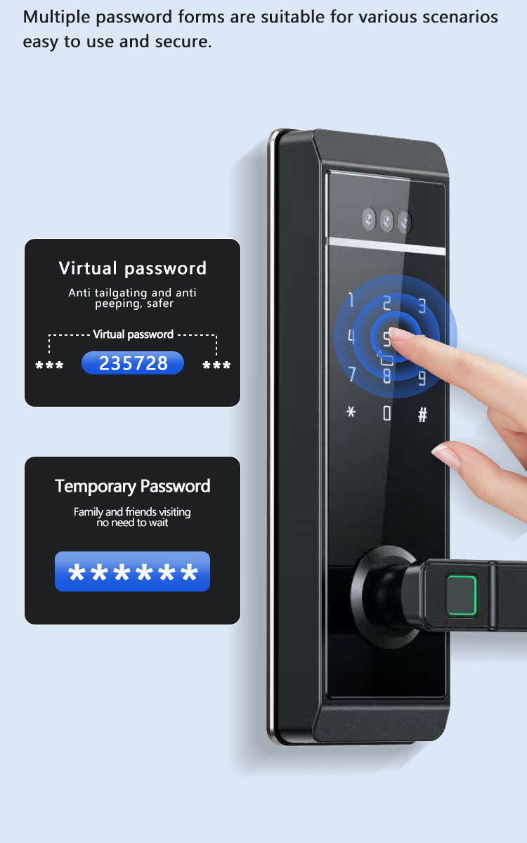 Qleung S810max New Design Tuya Door Lock Face Palm Fingerprint Password Card Key Unlock Tuya Remote Contronl Smart Home Door Lock