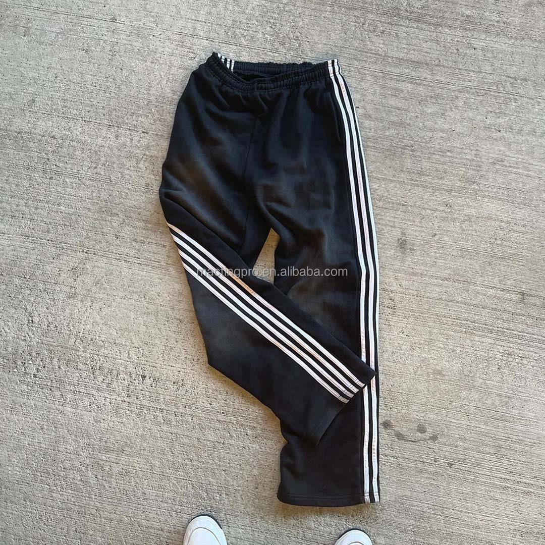 360Gsm 400Gsm French Terry Sweatpants with Custom Stripes and Flare Stacked Baggy Style