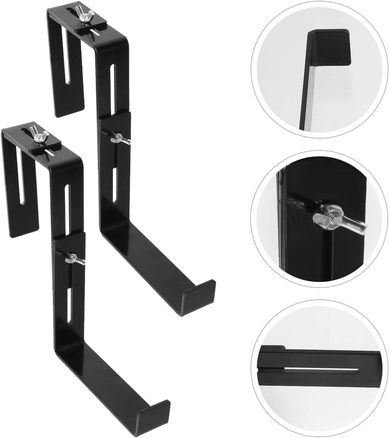 Black or White Set of 2 Adjustable Metal Trough Plant Pot Hanging Hooks Rail Balcony Planter Holder Brackets