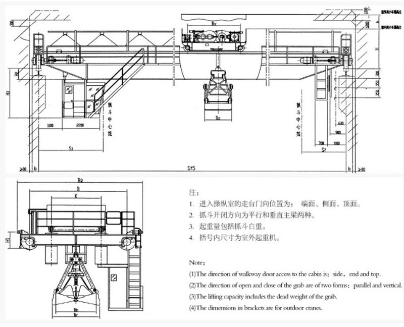SGS Overhead Crane Orange Peel Grab Bucket For Digger