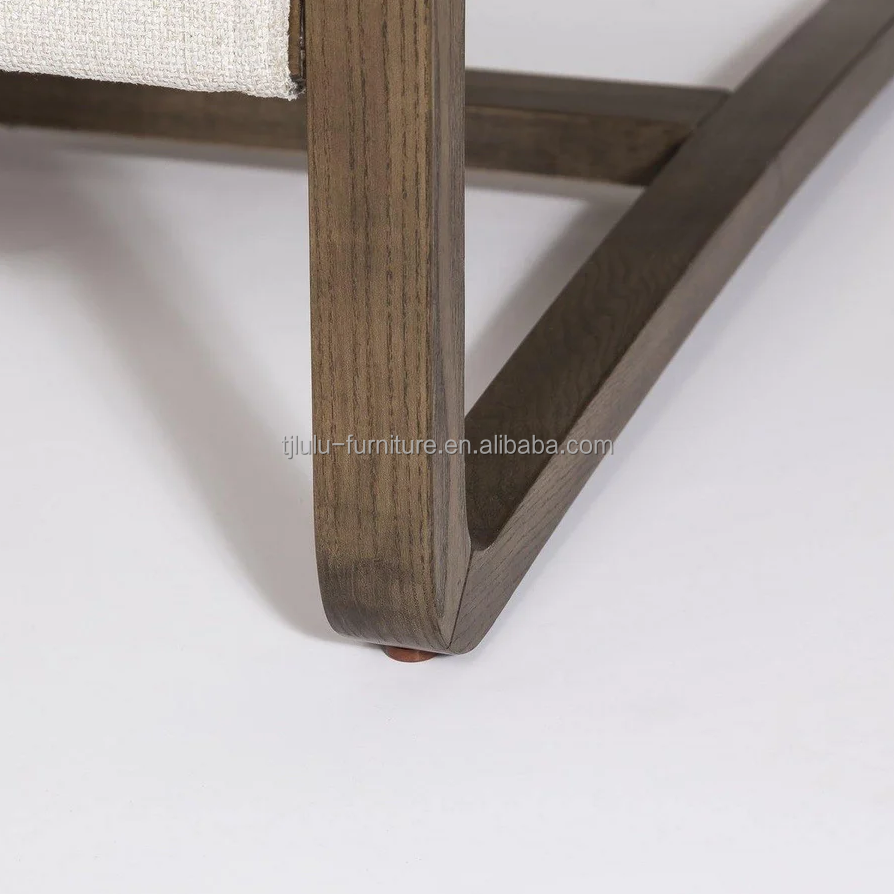 Upholstered Solid Wood Chair Leisure Lounge Chair for Living Room W71*D91*H76cm in Oak Wood Frame