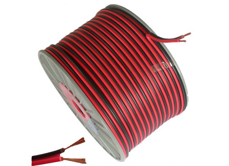 Flat Speaker Cable Red / Black 2 x 0.50 mm2 for Loud Speakers & Amplifiers