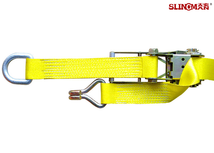 4 Inch 30 Foot Ratchet Tie Down Straps / Load Hugger Cargo Control Yellow For Motorcycle Lightweight