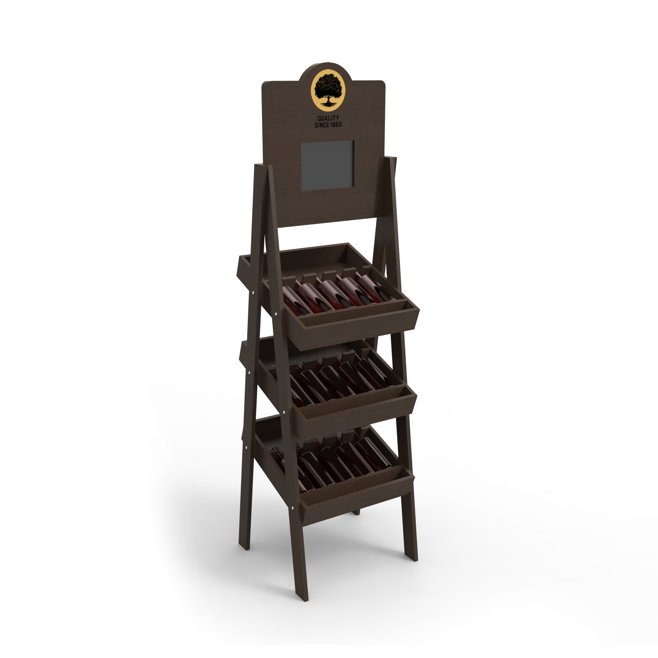 SGS Wooden Retail Display Stands Gin Display Stand With LCD Screen