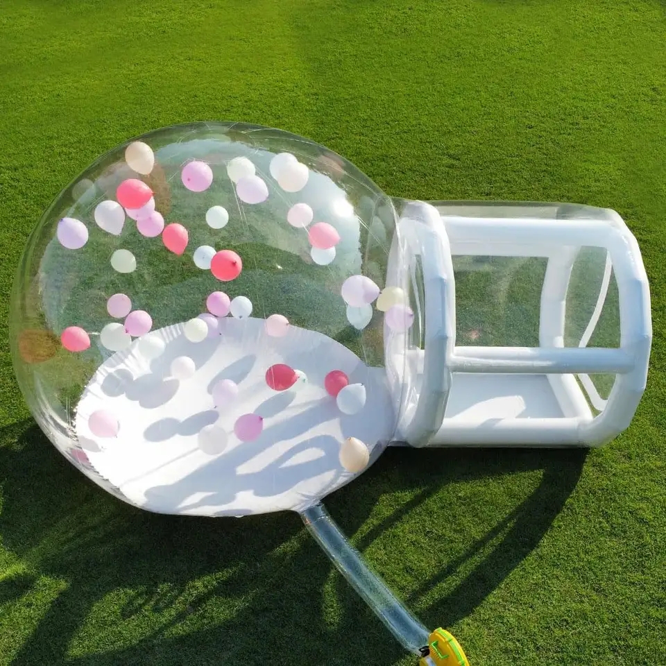 Outdoor Transparent bubble house with balloons Wedding Party bouncy bubble house