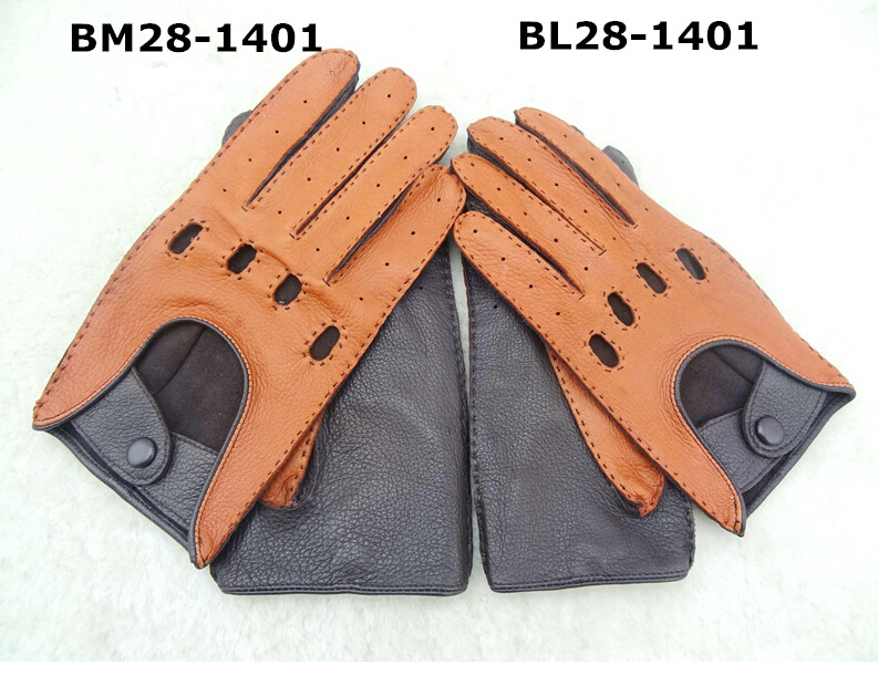 Driver Leather Work Gloves , Full Finger Gloves Soft Fitting Silk Lining