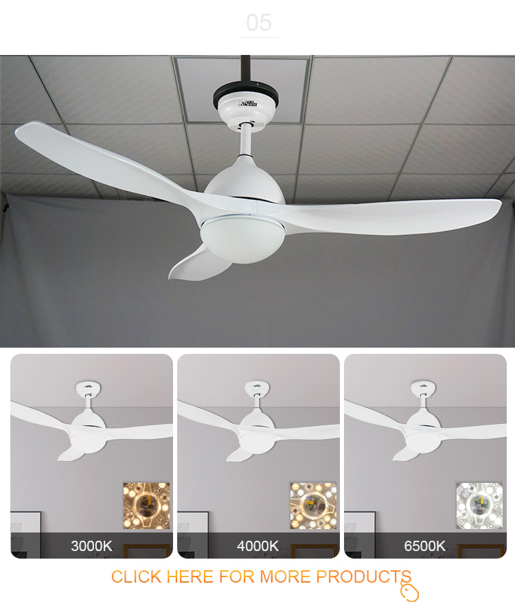 CCC Certified 1stshine White 220V DC Motor 5 Speeds Remote Control LED Ceiling Fan for Home Office
