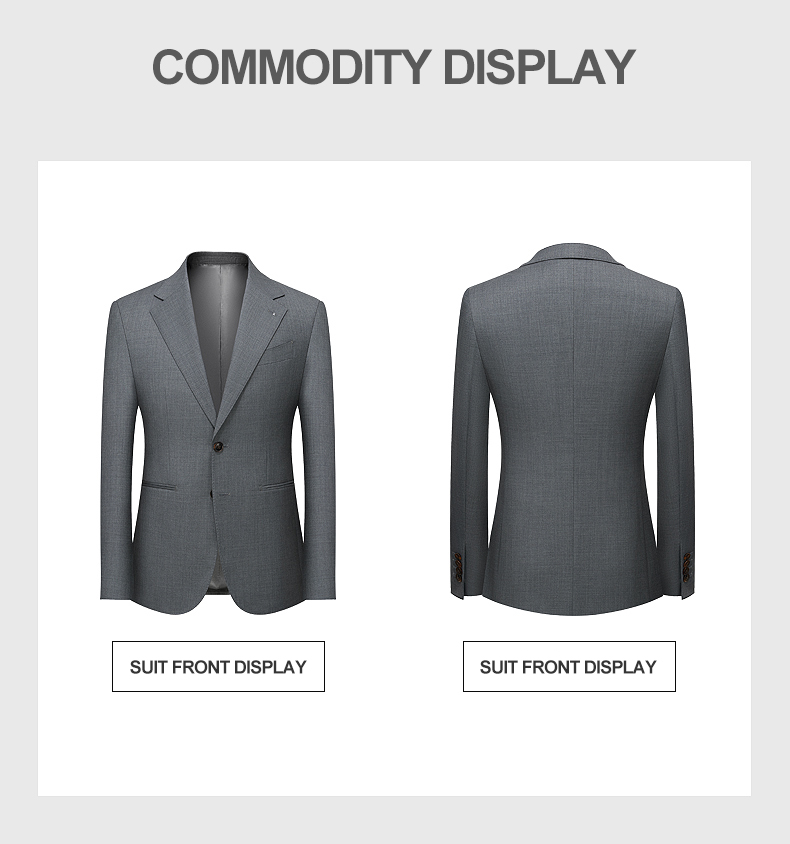 Customized Logo Printing Men's Slim Fit Wool Suit for Formal Groom's Wedding Dress