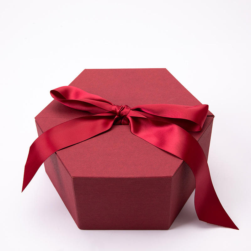 Hexagon Cardboard Magnetic Box Rigid Double Door Gift Box For Beverages