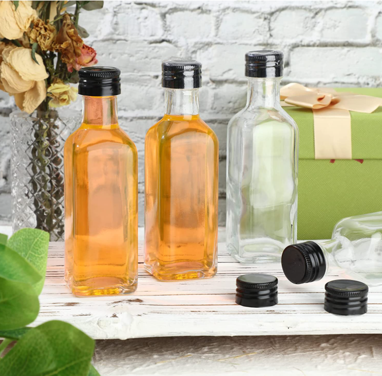 750ml Round Olive Oil Glass Bottle with Customized Black Screw Cap and Transparent