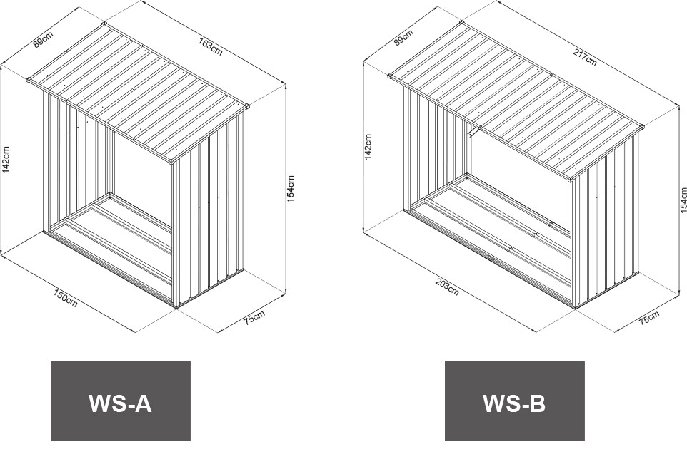 Anthracite RAL7016 Garden Metal Shed WS Series Wooden Storage