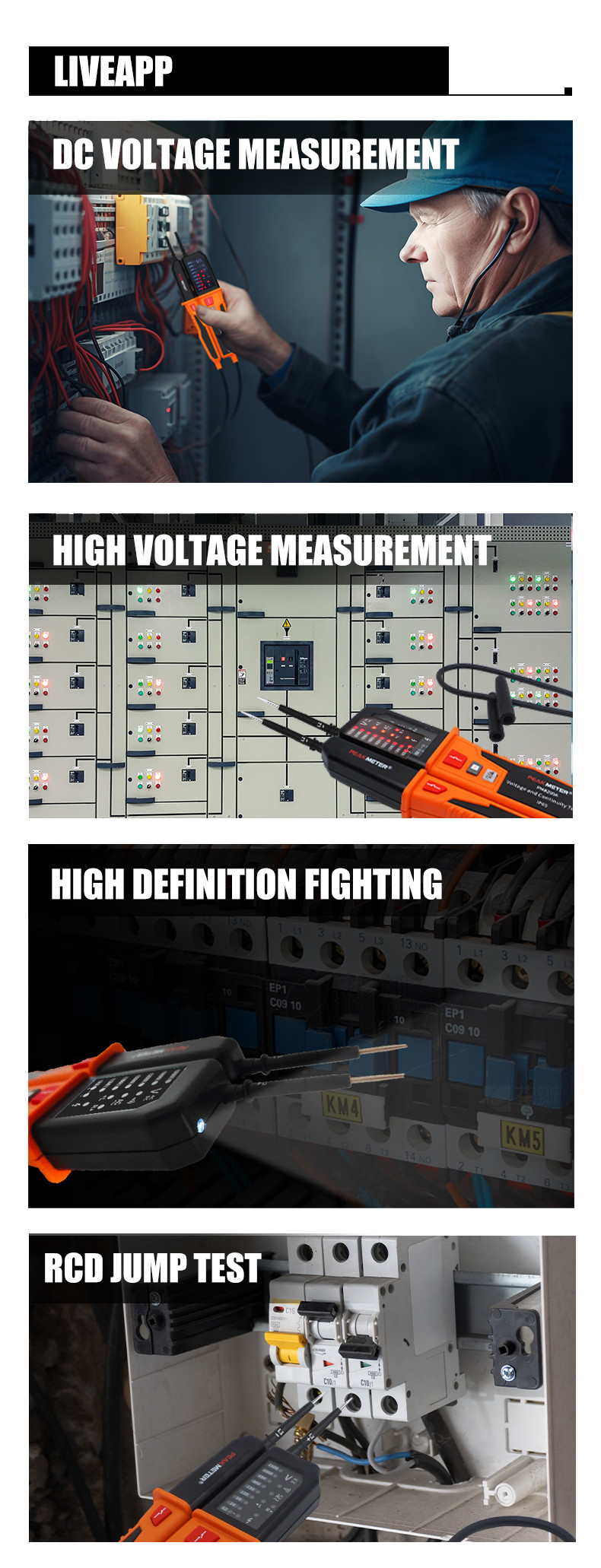 Auto-Range IP65 Waterproof Multifunction Voltage Detector for Industrial Applications