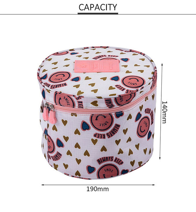 Outdoor Travel Beauty Storage Round Polyester Waterproof Makeup Wash Bag