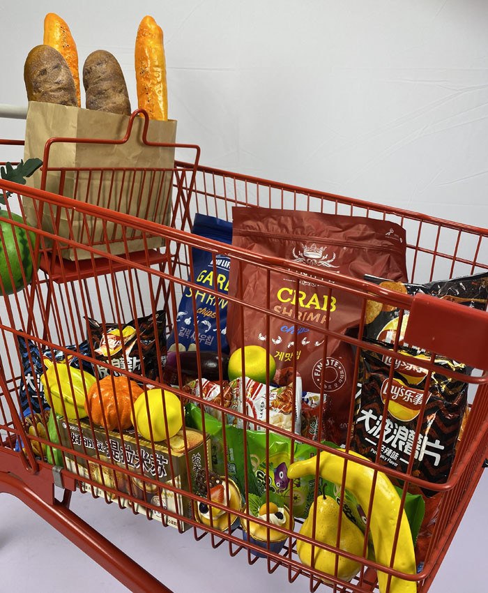 Red Steel Shopping Cart CE Certificate 180L European Large Shopping Cart