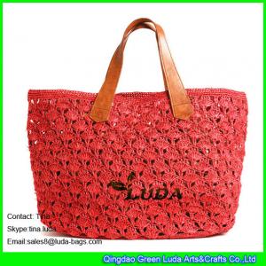 China LUDA red handbags wholesale raffia bags crochet straw beach handbags on sale