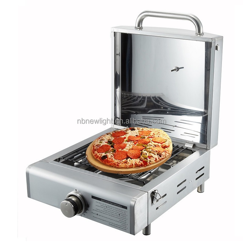 Rotisserie Roaster Propane Grill with Tabletop Pizza Maker and Stainless Steel Housing