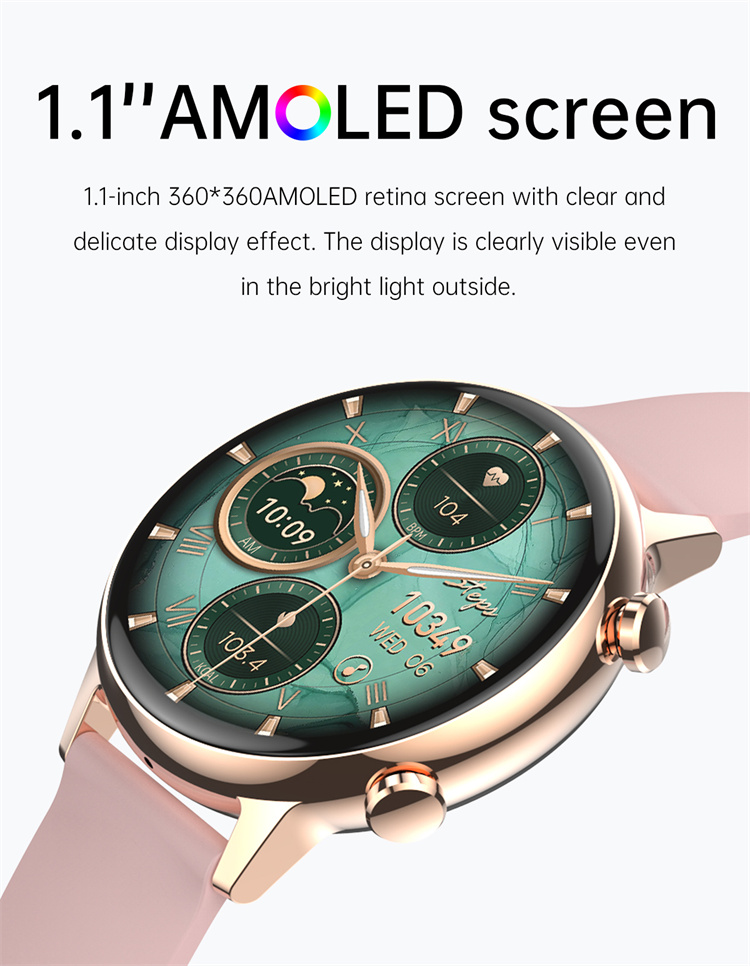 Android Phone Sports Bluetooth Watch Ip68 1.1" Amoled Color Screen Full Touch Call Mujer Women