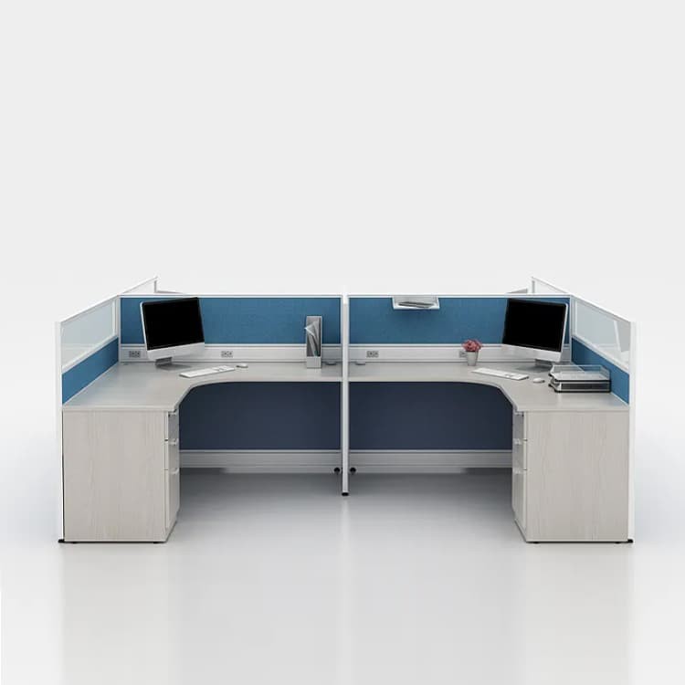 4 Staff Office Workstation Desks Customized ODM Wooden Computer Workstation