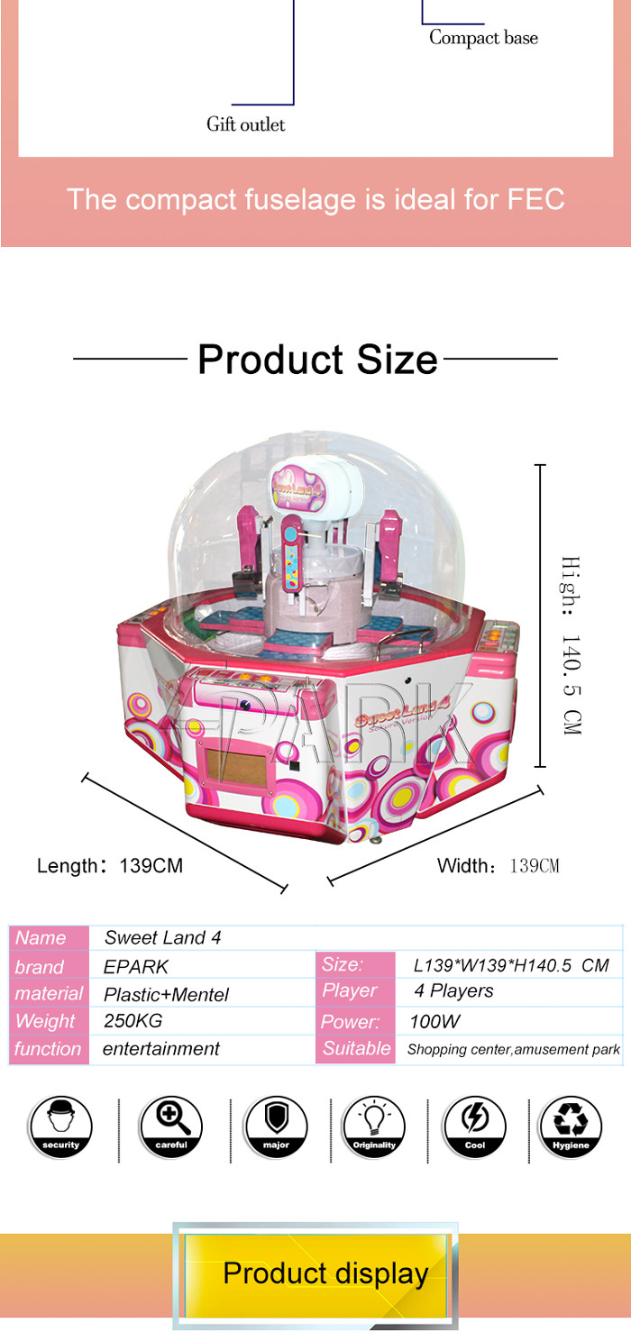 Funny Sweet Land 4 Players Toy Stacker Game Machine Simulator 12 Months Warranty
