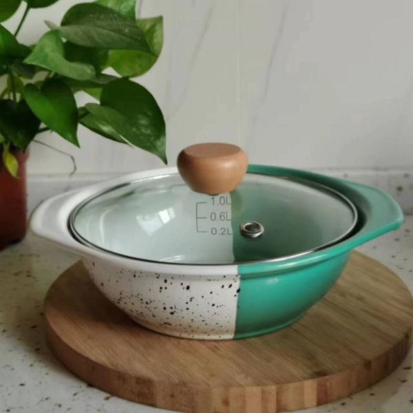 Customized Color Daily Carbon Steel Cook Pot Set Non Toxic Kitchen Seafood Milk Soup Sauce Pot Pan with Glass Lid
