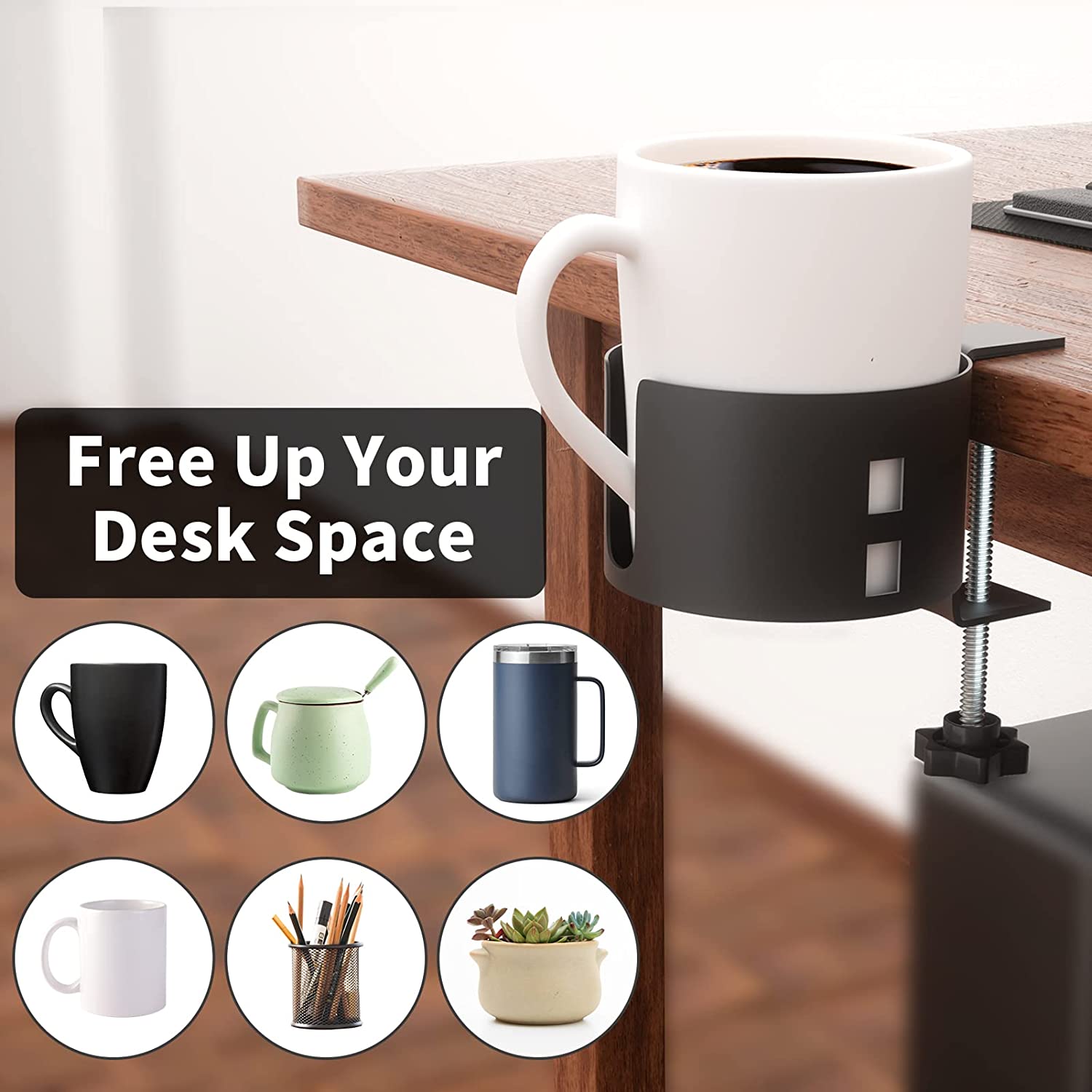 Multifunctional Desk Cup Holder 360 Degree Rotation for Anti-Spill Water Bottle Stand